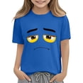 thumbnail image 6 of DAETIROS Boys Emoji Sad Face T-Shirt 100% Cotton Blue Short Sleeve Crewneck Soft Kids Graphic Tee Casual Everyday Wear Top,Size 3 T, 6 of 6