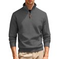 thumbnail image 2 of pstuiky camisas de manga larga para hombre, Blusa/camiseta informal y moderna de terciopelo de punto con cuello alto y cremallera para hombre, de color liso Tops de hombre xxxl, 2 of 6