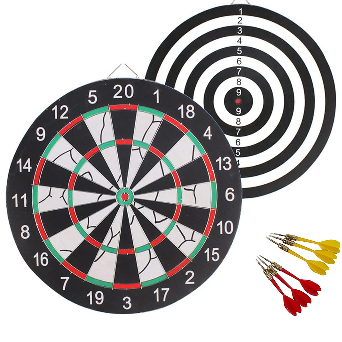 Paper Dartboard 2 Sided with 2 Games 12 Steeltip Darts Include 15 inch 