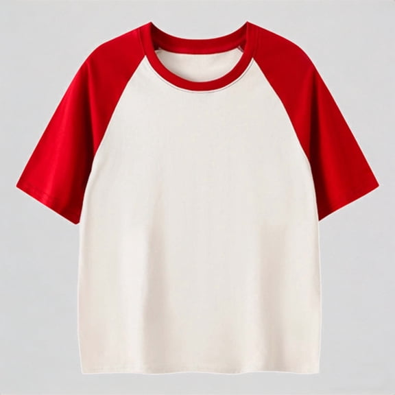 Krdevn Boys Short Sleeve T Shirt Color Block Raglan Tee Comfortable Top for Kids Casual Everyday Wear Youth Summer Outfit,7-8 Years