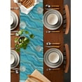thumbnail image 5 of Hokiten Table Runners 108 Inches Long Dress Scarves, Turquoise Ocean Farmhouse Coffee/Dining/Kitchen Table Runner for Living Room, Gradient Brown Shore Sandy Beach Abstract 13x108 Inch, 5 of 7