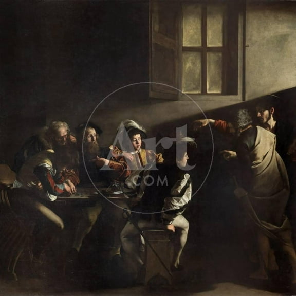 The Calling of St Matthew by Caravaggio, Figurative Religion Unframed Giclee Print Wall Art Sold by ArtCom