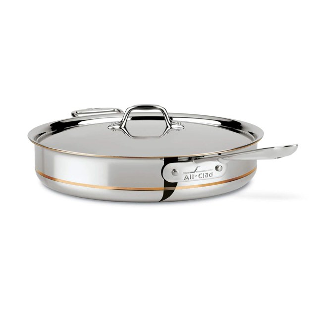 All-Clad 6406 SS Copper Core 5-Ply Bonded Dishwasher Safe Saute Pan with Lid / Cookware, 6-Quart, Silver -