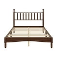 thumbnail image 4 of Harper & Bright Designs Vintage Full Size Platform Bed with Headboard, Retro Queen Wooden Bedframe Wooden Slat Support for Bedroom, Walnut, 4 of 8
