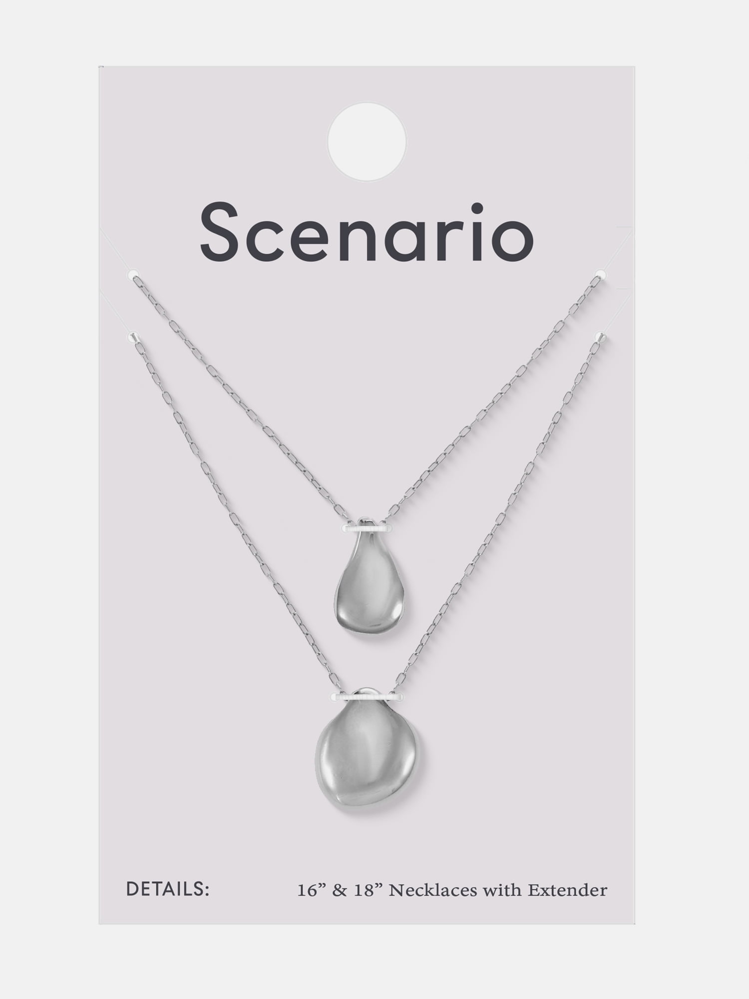 Scenario Drop Pendant Necklaces, Silver-Tone, 2-Piece Set