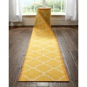 Well Woven Custom Size 22" Wide Runner Non-Slip Rubber Backed Machine Washable Hall Rug 22 Inches Wide x 55 Feet Long Runner (22" x 55' Runner) Brooklyn Trellis Red Geometric Indoor Outdoor Low Pile