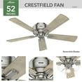 thumbnail image 6 of Hunter 52 inch Indoor Ceiling Fan with LED Lights and Pull Chain - Low Profile Mount Ceiling Fan, 5 Blades, For Bedroom, Living Room, or Kitchen, Quiet - Crestfield 54209, Brushed Nickel, 6 of 16