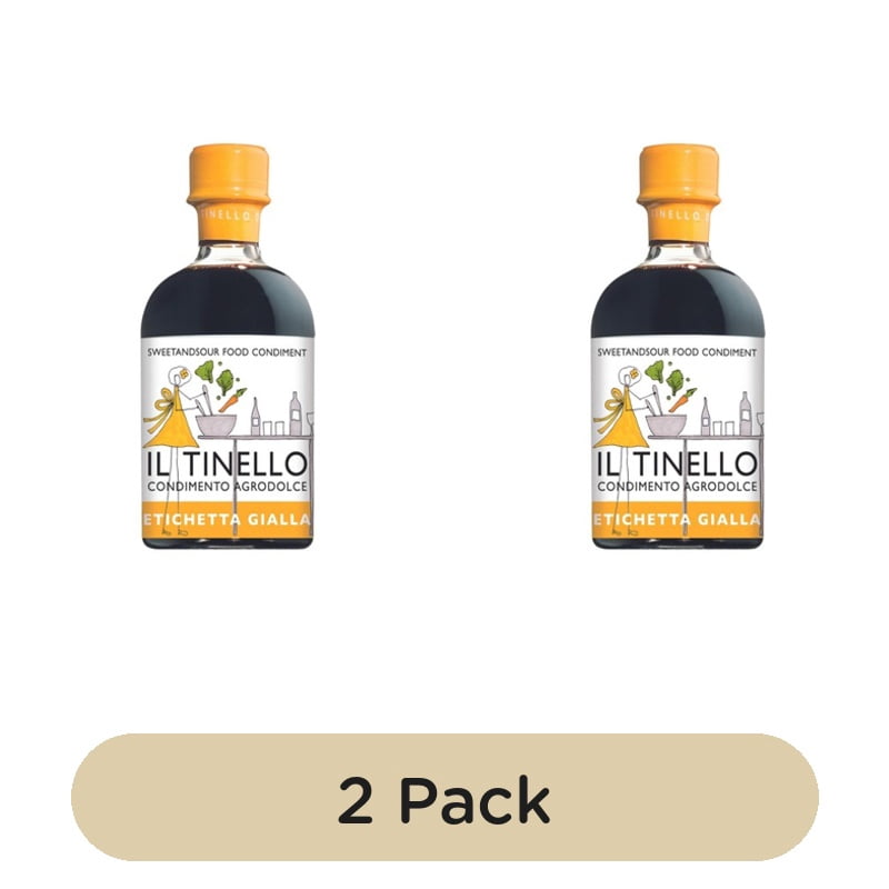 Il Tinello Balsamic Vinegar of Modena IGP Yellow Label High Acidity 250ml, British Import (Pack of 2)