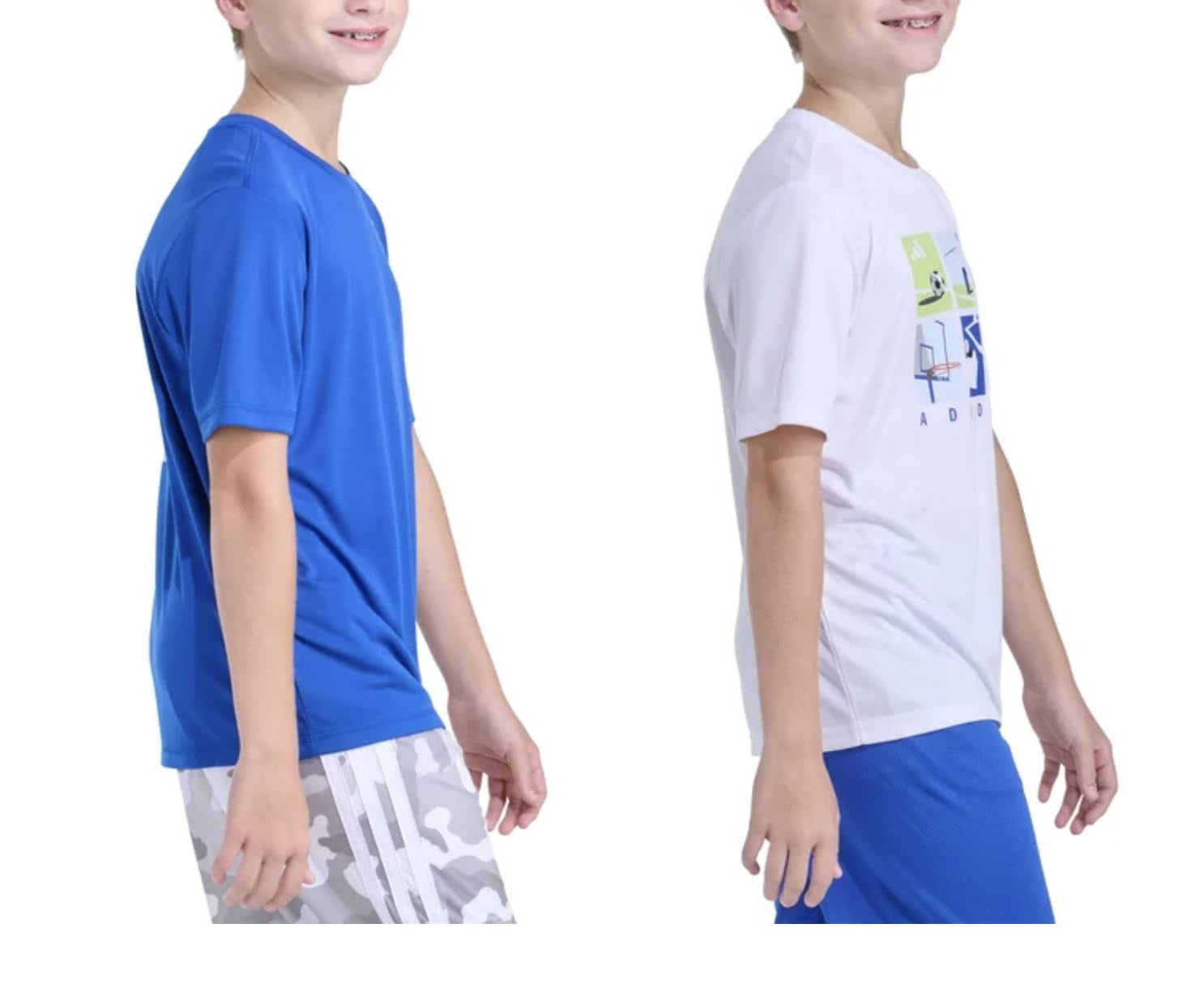 adidas Youth Boy's 2 Pack Short Sleeve T-Shirts (US, Alpha, X-Large, Regular, Blue (Blue/White))