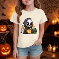 thumbnail image 2 of Pandaie Teen Girls Short Sleeve Tee Halloween Kids T-shirt Casual Daily Print Top Clothes Toddler Girl Summer Shirts Beige,2-3 Years, 2 of 5