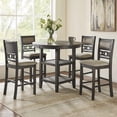 thumbnail image 5 of Benjara 5 Piece Counter Height Table with Open Geometric Back Chairs- Gray, 5 of 8