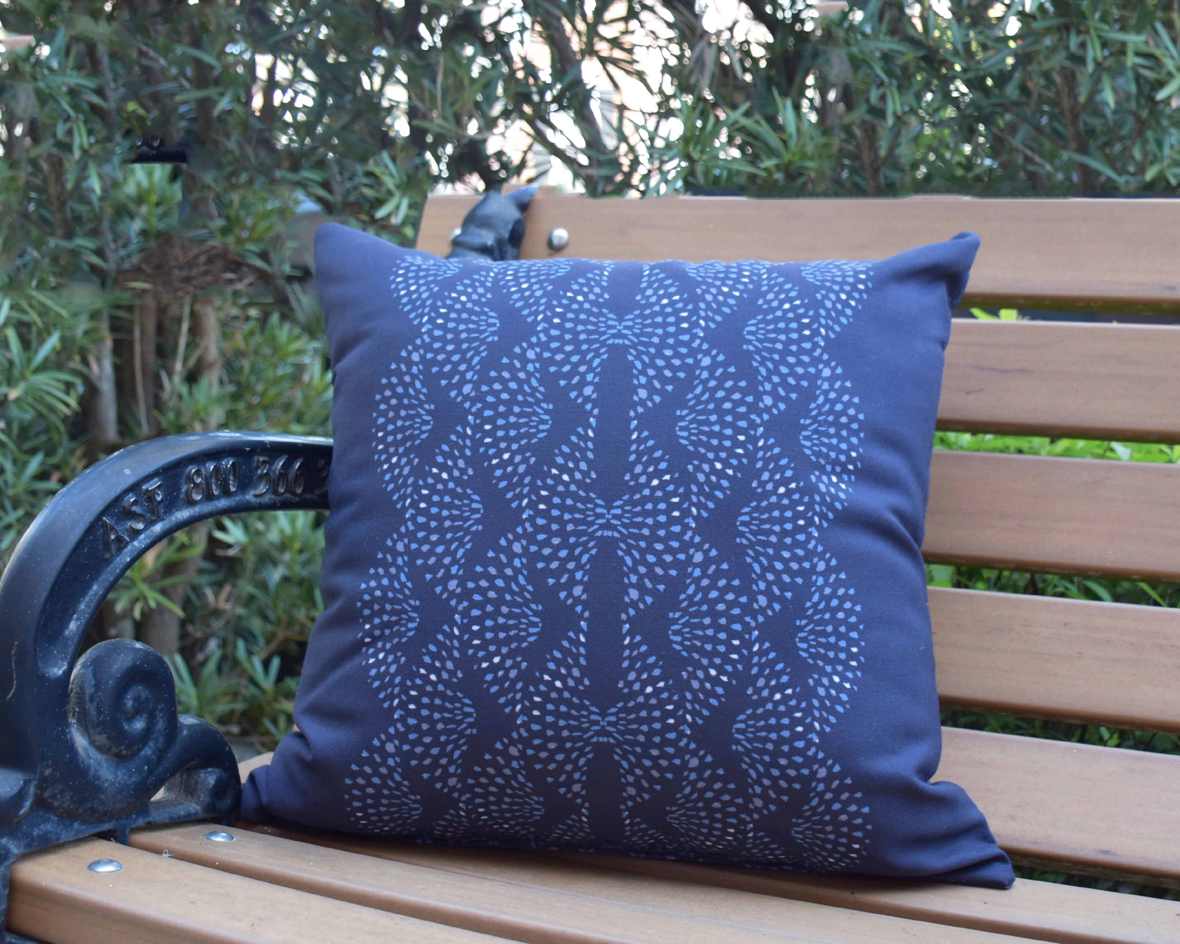 Simply Daisy, 20" x 20" Dotted Focus Blue Geometric Print Decorative Outdoor Throw Pillow