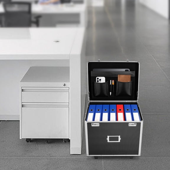 Portable File Storage Box Locking Mobile Business Case Aluminum Alloy File Lock Box