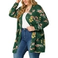 thumbnail image 4 of Agnes Orinda Women's Plus Size Duster Floral Sweater Lightweight Cardigan 3X Green, 4 of 5
