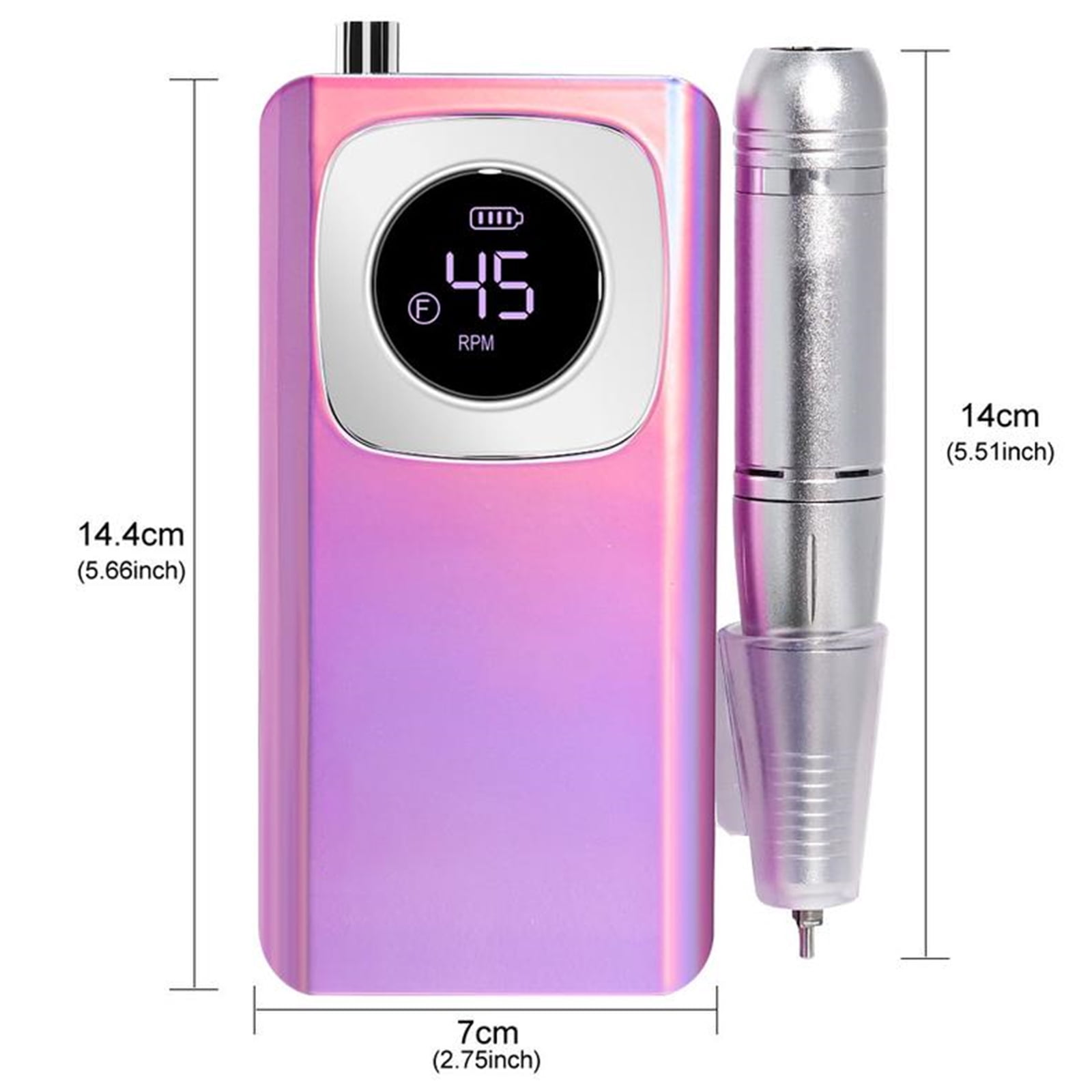 golytefs Electric Nail Drill 45000RPM Rechargeable Cordless E-file with Bits Kit Portable Nail File for Acrylic Gel Polishing Removing (Purple)