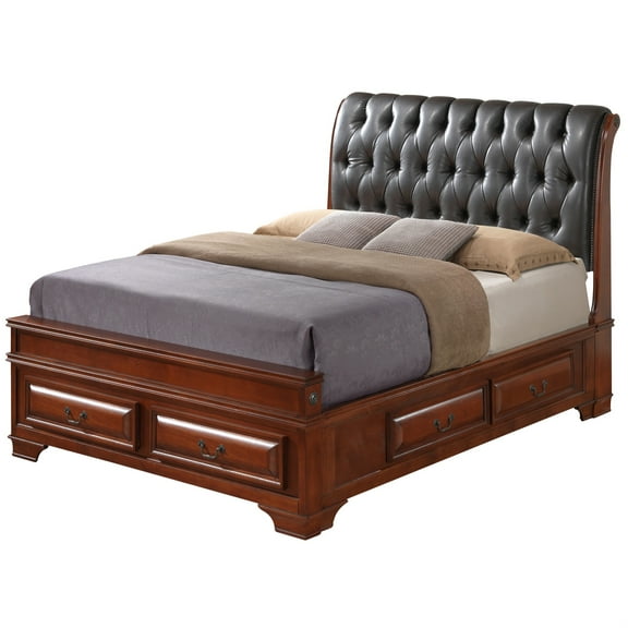 LaVita Oak Full Panel Beds