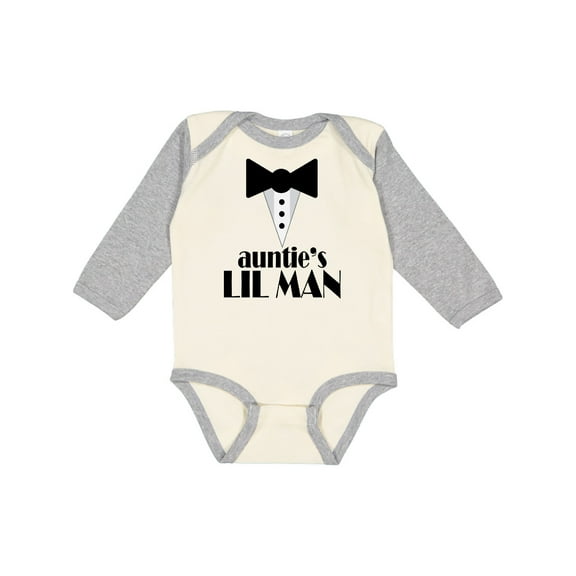 Inktastic Auntie's Lil Man Boys Long Sleeve Baby Bodysuit