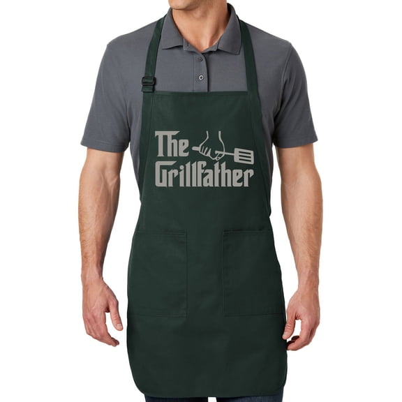 Men's The Grillfather Full-Length Apron with Pockets - Hunter Green
