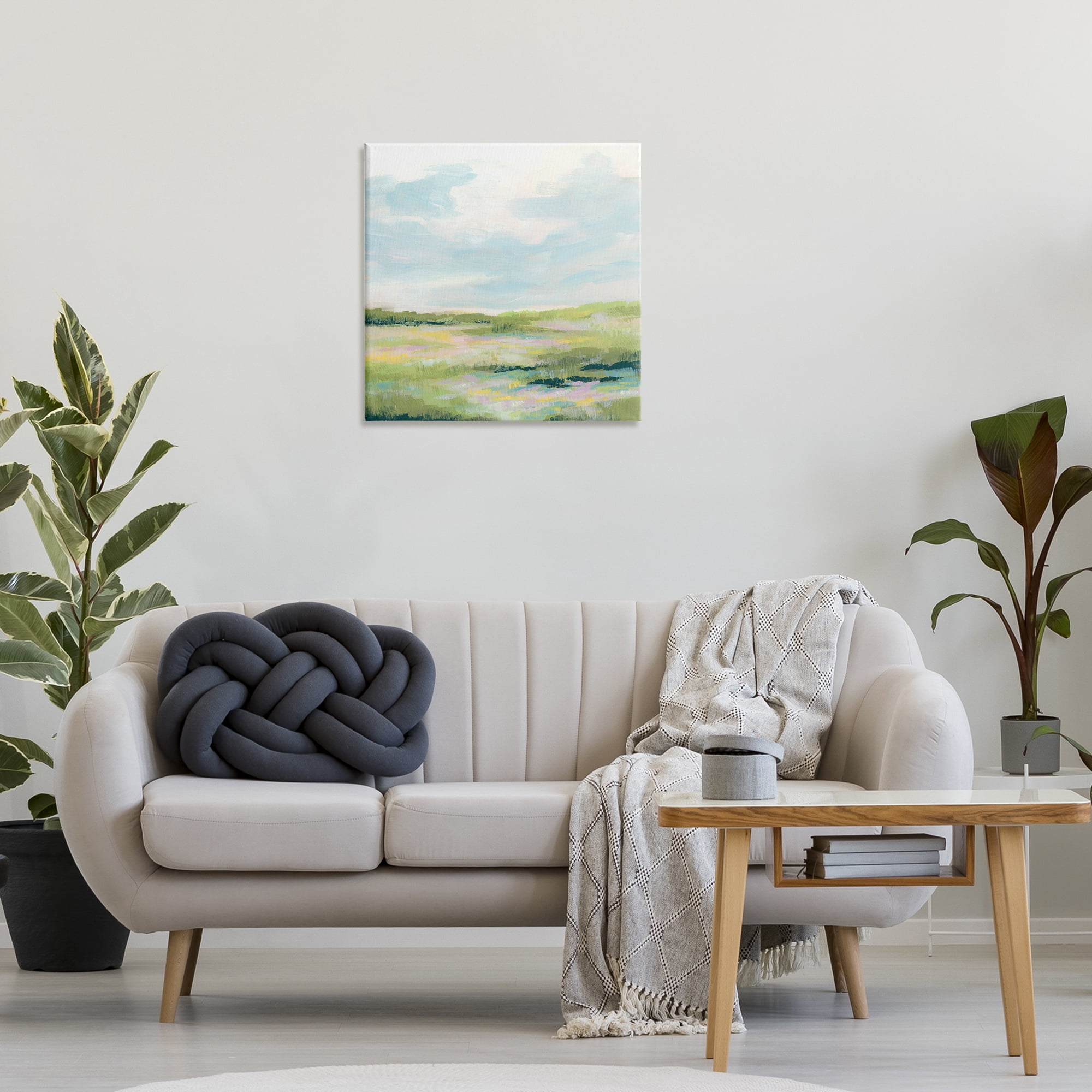 Stupell Industries Pastel Meadow Landscape Landscape & Nature Painting Wrapped Canvas Art Print Wall Art, 24 x 24
