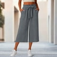 thumbnail image 3 of Stamzod Women's Capri Pants Summer Casual Loose Palazzo Wide Leg Capri Pants with Pockets Fashion Clothing Gray-4 M, 3 of 6
