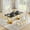 Gold Black Table & Gold White Chair, variant on 70" Modern Glass Dining Table Set, Rectangular Tempered Glass Table with "G"-Shaped Stainless Steel Base and 6 Round PU Leather Chairs, Seating for 6