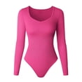 thumbnail image 4 of Women's V-Neck Long Sleeve Jumpsuit - Tight Fitting Threaded Top & Pants Set, 4 of 4