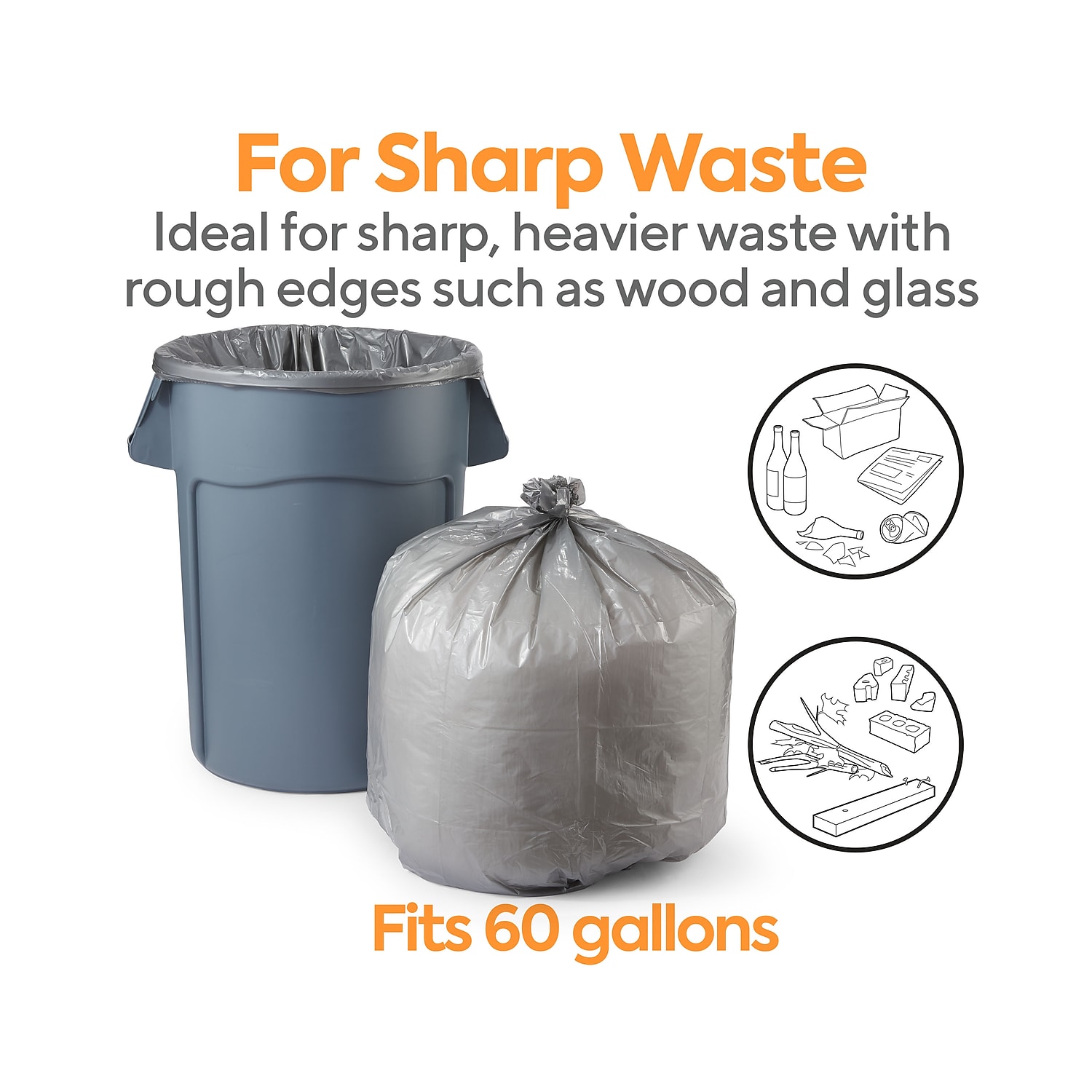 Staples Coastwide Professional 55-60 Gallon Trash Bag 39" x 57" Low Density 1.7 mil Silver 50