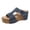 Blue, variant on Venzia Women's Summer Platform Wedge Sandals, Adjustable Double Buckle Open Toe Cork Wedge Slides, Comfortable Non- Casual Sandals