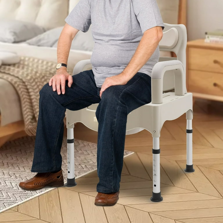 COMMODE CHAIR ポータブルトイレ 新品未使用 Modern Grey White Bedside Commodes Chair, Portable Toilet Chair
