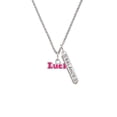 thumbnail image 2 of Delight Jewelry Hot Pink ''Luck'' with Heart Silvertone Balance Bar Charm Necklace, 23", 2 of 4