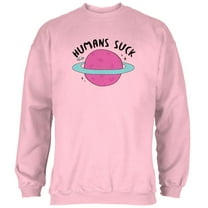 Halloween Humans Suck Black Text Mens Sweatshirt Light Pink MD