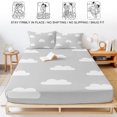 thumbnail image 5 of King Size Fitted Sheet Set - Clouds Sky 3 Piece Bedding Sets 16" Deep Pocket Fitted Sheet with 2 Pillowcases, Cartoon Grey White Cloud Modern Minimalist Brushed Microfiber Hotel Luxury Bed Sheets, 5 of 9
