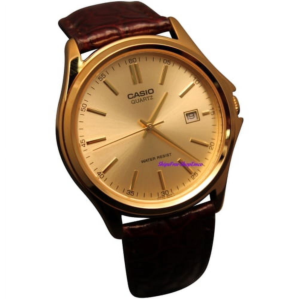 Men's MTP1183Q-9A Gold Leather Quartz Fashion Watch