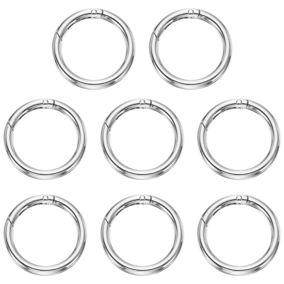 Uxcell Spring O Ring Snap Clip Buckle 1-1/4" ID 3/16" T, Silver 8Pcs