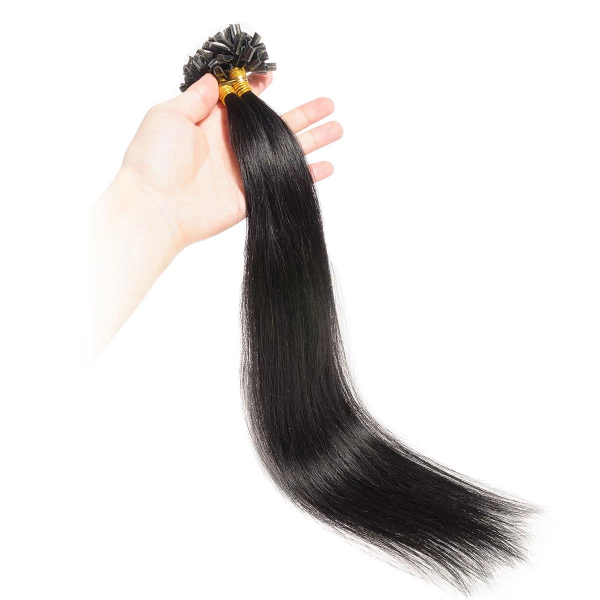 MY-LADY 100S Nail U Tip Fusion 100% Remy Human Hair Extensions Keratin Pre Bonded Hairpiece Straight 0.5g/s, #01 Jet Black, 20inch