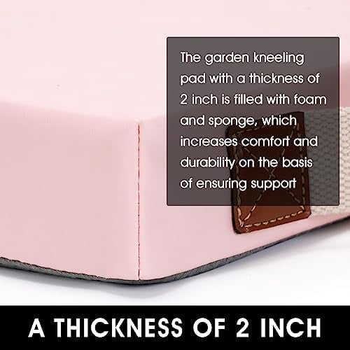 Waterproof Kneeling Pad for Garden or Bath, 2 inch Thick Soft Foam Kneeler Mat for Gardeners Knee Support or Bathtub Bathing with Handle and Removable Cover - Pink