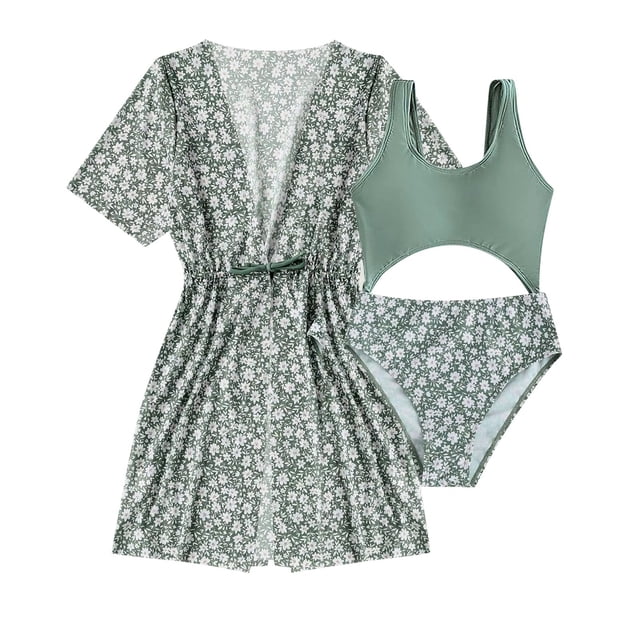 DuoJiaJ Leaf Print Girls Split Large Children's Bikini Size 9 years