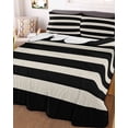 thumbnail image 3 of Quilts Twin Size, Black Beige Striped Soft Comforter Bedding Set for Bed, Vintage Geometric Line Simple Lightweight Quilted Bedspread with Pillow Cover(2 Pieces) for All Season, 68x86 Inch, 3 of 6