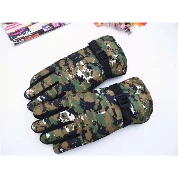 Guantes de camuflaje para otoño e invierno, forrados de vellón, cálidos, resistentes al viento, impermeables, antideslizantes, para deportes de conducción y exteriores