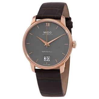 Mido Multifort Automatic Silver Dial Brown Leather Mens Watch