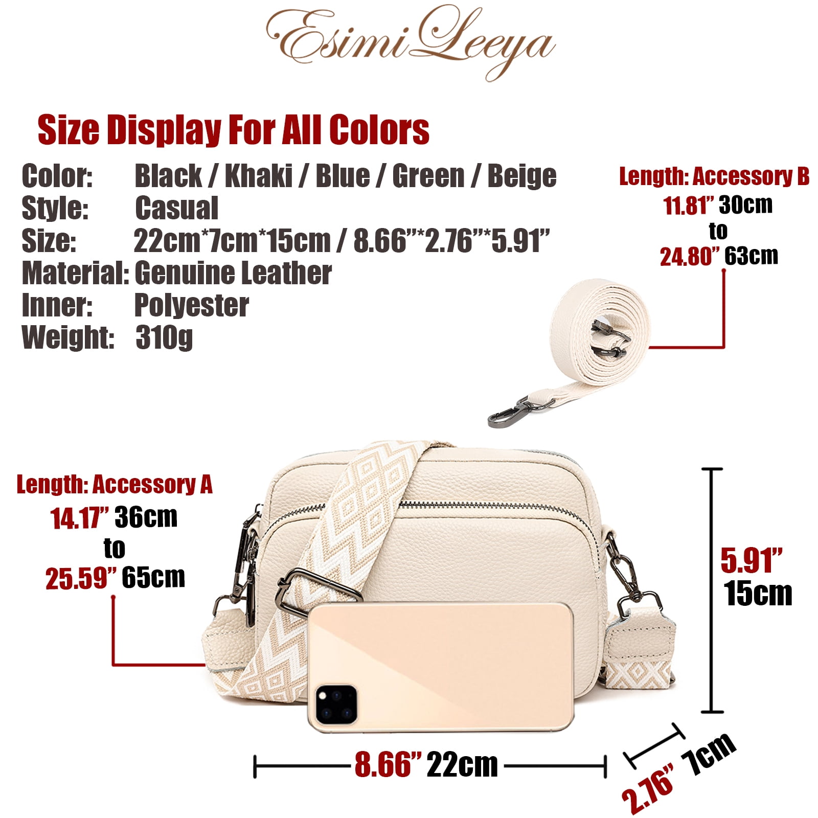 PORT&LOTUS Small Compact Genuine Leather Crossbody Bag for Women Real Leather Purses for Women with Shoulder for Women with Built in Wallet