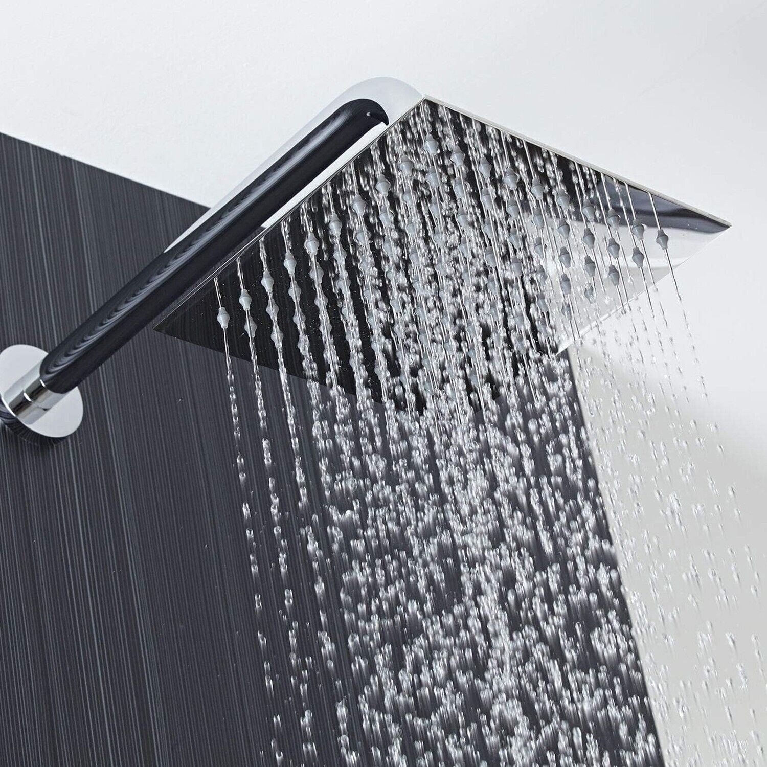 Zovajonia 12" Square Stainlese Steel High Flow Large Ultrathin Rainfall Shower head Chrome