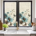 thumbnail image 2 of Teal Tulip Butterfly Window Privacy Film, Turquoise Floral Farmhouse Beige Static Cling UV Sun Blocking Heat Control Window Tint Day and Night, Non-Adhesive One Way Privacy Cover 17.7''x39.3'', 2 of 7