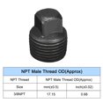 thumbnail image 5 of Unique Bargains Outer Square Head Pipe Fitting Plug 3/8NPT Male Thread Carbon Steel 2Pcs, 5 of 5