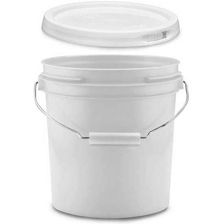 ATERET 1 Gallon White Bucket & Lid - Durable 55 Mil All Purpose Pail - Food Grade - BPA Free Plastic (6 Pack)