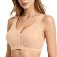 thumbnail image 4 of BaoFuBaoMei Front Snap Bras for Women Plus Size Lift Wireless Bra Side Support Push up Brassiere Jacquard Everyday Bralette, 4 of 8