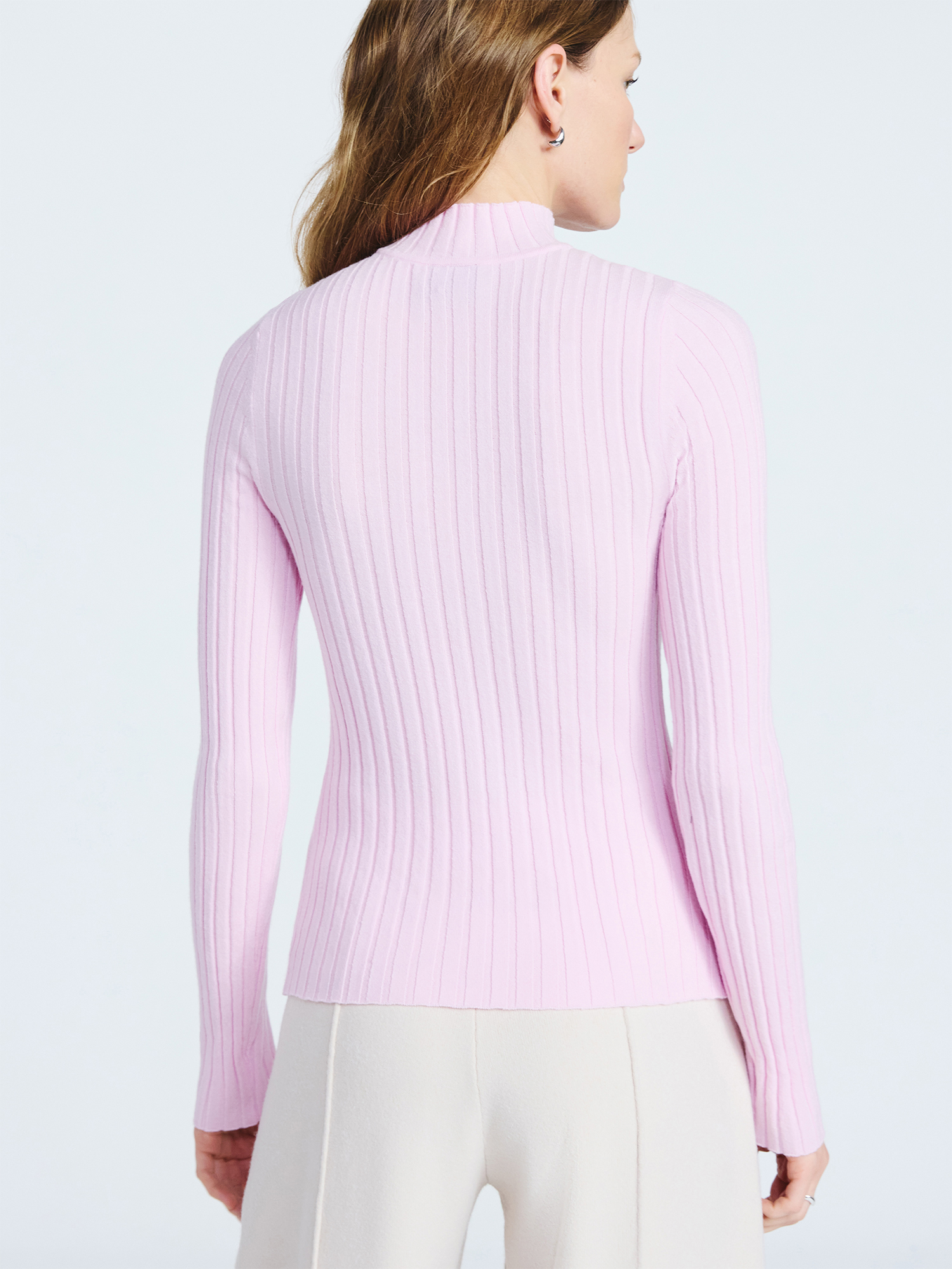 Scoop Women's Ribbed Mockneck Sweater, Lightweight, Sizes XS-XXL