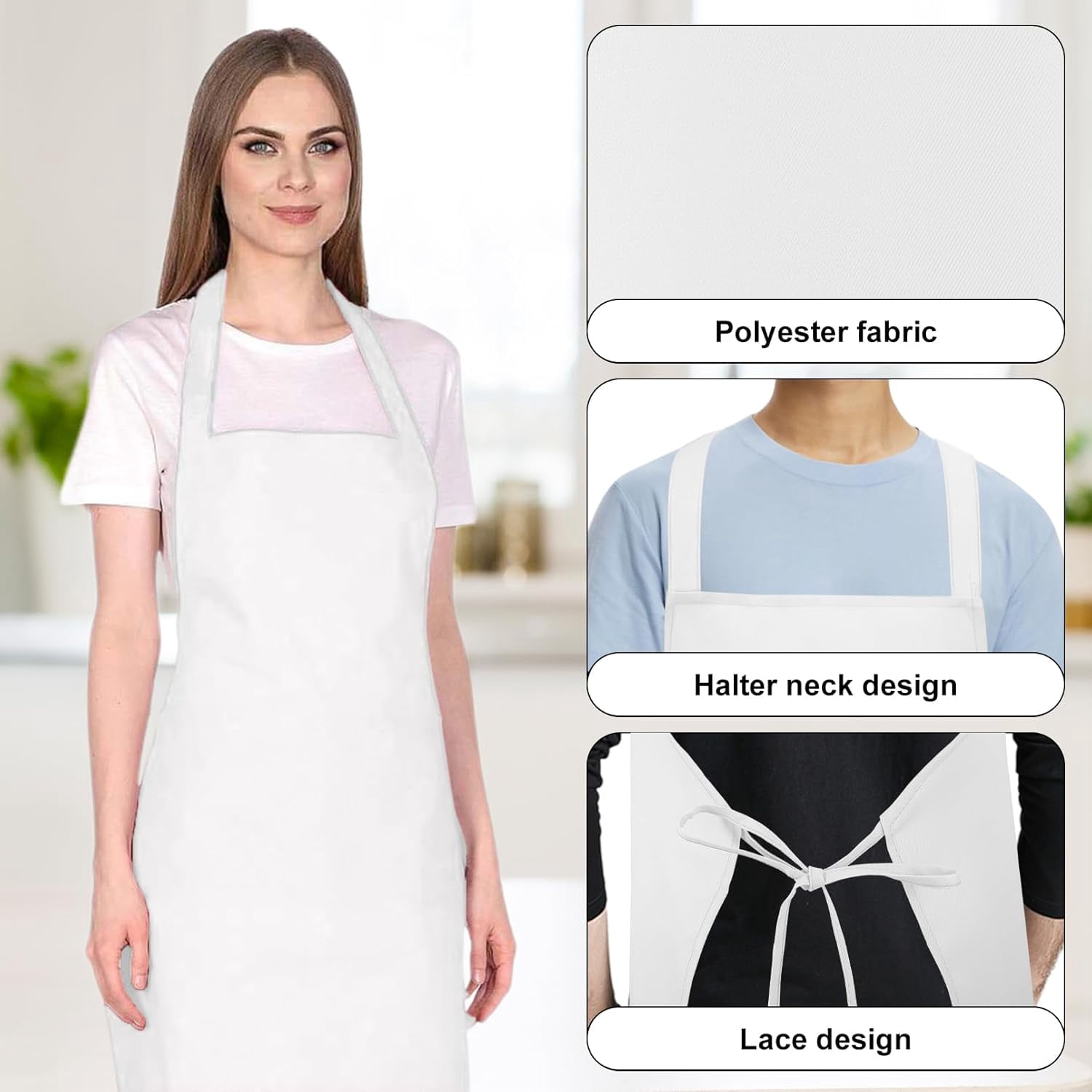 12 Pack Bib Apron,Unisex Bib Aprons,Plain Bib Aprons Bulk for Women Men Adult,Chef Bib Apron for Kitchen,32 x 28 inch