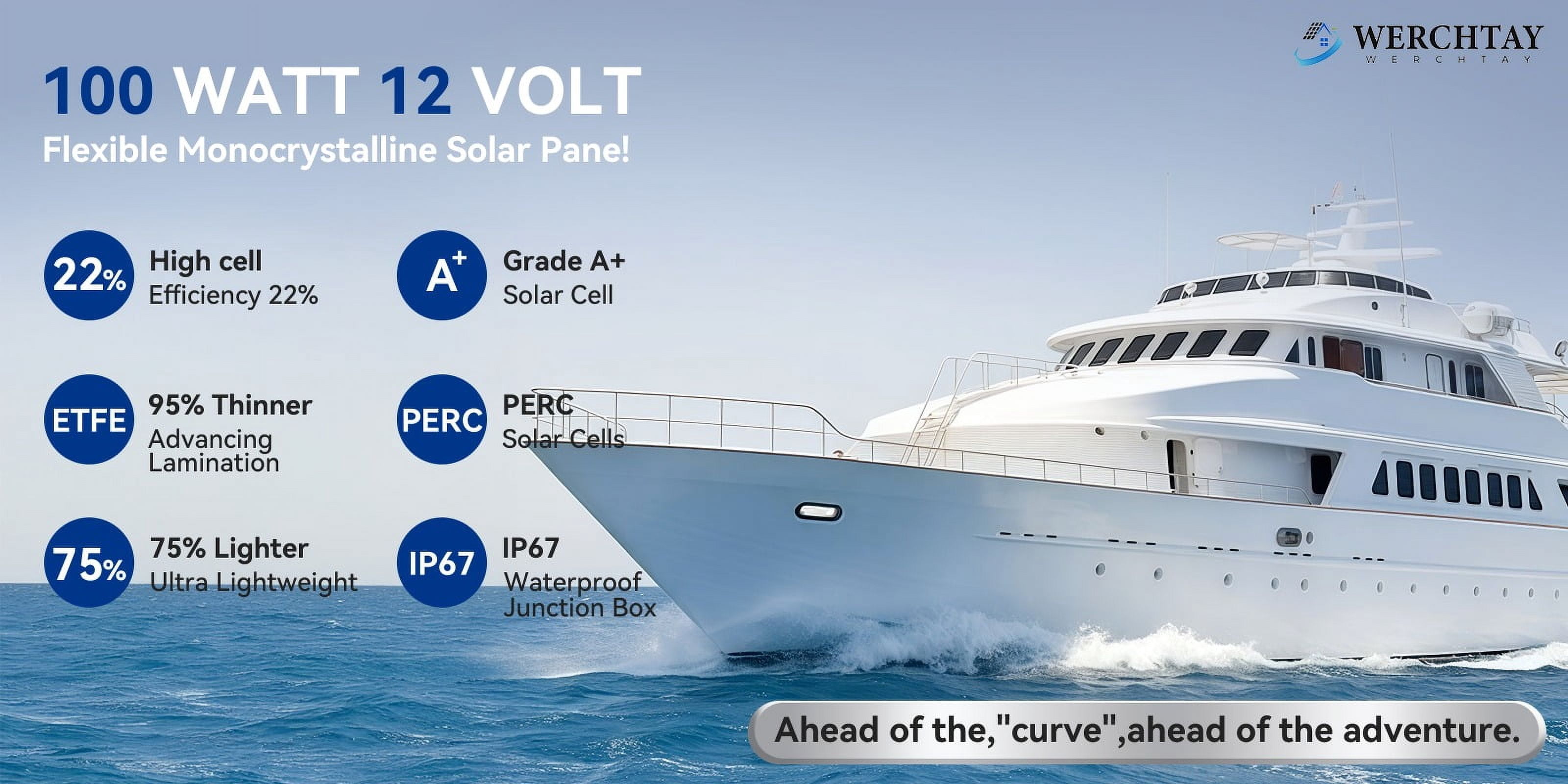 100W Watt Flexible Solar Panel 12V Lightweight Mono High-efficiency For Boat RV