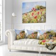 thumbnail image 2 of Designart Painted Poppies on Summer Meadow - Landscape Printed Throw Pillow - 18x18, 2 of 4